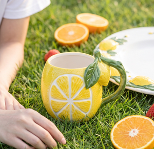 Taza de Cerámica con Forma de Limón 3D, Taza de Porcelana Pintada a Mano con Asa de Hoja de Limón, Taza de Café y Té Novedosa, Venta al por Mayor, Logotipo Personalizado - Product Image 6