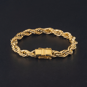 <span class=keywords><strong>Bracelet</strong></span> en corde torsadée 6MM 8MM, bijoux hip-hop, acier inoxydable plaqué <span class=keywords><strong>or</strong></span> 18 carats, <span class=keywords><strong>bracelet</strong></span> chaîne en corde torsadée épaisse tressée - Product Image 1