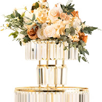 Décorations de table de mariage, supports à fleurs en métal, support de fond, présentoir, chandelier haut, piédestal, pendentif en acrylique