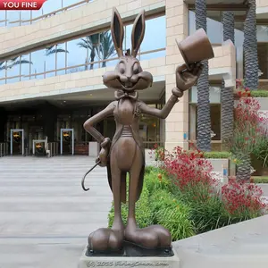 Belle Statue de lapin de dessin animé en Bronze