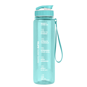 Bouteille d'eau de sport en plastique écologique sans BPA de 32 oz avec marqueur de temps, logo personnalisé, bouteille d'eau motivante pour la salle de sport - Product Image 3