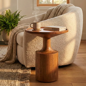 Modern Wooden Nightstand with Round Top Mid Century Design Solid Wood <b>Bedside</b> <b>Table</b> Bedroom Storage Furniture Home Accent <b>Table</b> - Product Image 6