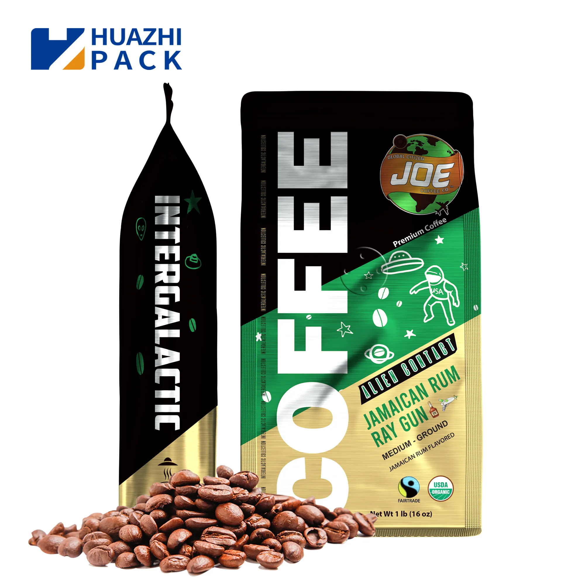 Kunden spezifischer Druck 100g 250g 12 Unzen Kaffeebohnen-Verpackungs beutel mit quadratischem Boden und Ventil kaffee verpackung mit flachem Boden