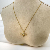 Ensemble de bijoux Little Bee en zircon, collier, bracelet, bague, boucles d'oreilles, acier inoxydable plaqué or PVD, tendance, pour mariage
