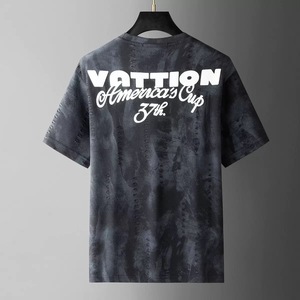 Bur berry 2026 Men's Oversized Short Sleeve T-<b>Shirt</b> 100% cotton Washed Plaid Pattern Print O-Neck Casual Style - Product Image 5