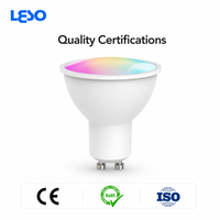 Ampoule intelligente RGB+CCT 5W 800lm 2700K-6500K à intensité variable, application Briturn, WiFi 2.4G, télécommande, option de douille GU10, utilisation domestique et hôtelière