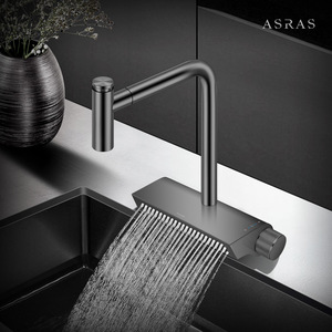 Asras 304 Acier inoxydable Design graphique Nano Pulvérisateur à tirette Mitigeur de douche Modèle 4071S <span class=keywords><strong>Robinet</strong></span> de cuisine à effet pluie - Product Image 2