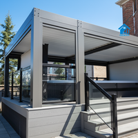 Pergola bioclimatique en aluminium Sweet Home avec LED, toit rétractable motorisé à lames orientables, auvent extérieur imperméable pour ombrage