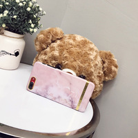 Sweet girl utilise un sac à main ours blanc en peluche super doux pour le cadeau des enfants