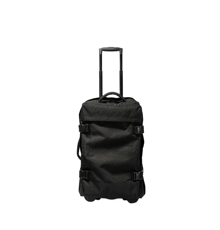 Черный чехол на колесиках с логотипом завода, сумка-тележка для путешествий Softside, складной чемодан