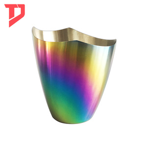 Secchiello refrigeratore per vino in acciaio inossidabile a parete singola personalizzato all'ingrosso, secchiello per bevande arcobaleno per champagne, birra e vino, secchiello per ghiaccio in metallo - Product Image 1