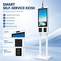 Kiosque interactif tactile 21,5 23,8 27 32 pouces, imprimante thermique 80 mm, caméra NFC, solution de paiement en libre-service pour le commerce de détail, SDK multi-OS