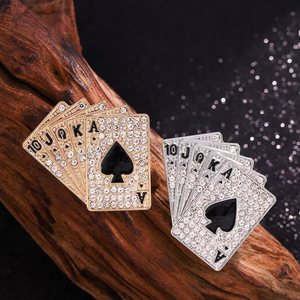 Bros Pin Kartu Poker Laris Manis Bahan Seng untuk Kerah Jas Pria dan Wanita, Bros Mewah - Product Image 5