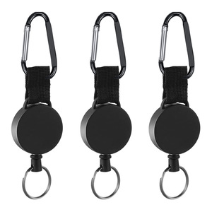 Móc Chìa Khóa Nặng Có Thể Thu Gọn, Cuộn Huy Hiệu Tùy Chỉnh Có Thể Thu Gọn Với Dây Thép 26 <span class=keywords><strong>Inch</strong></span> Cho Móc Khóa Thẻ Tên Id, Màu Đen - Product Image 3