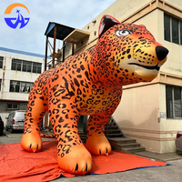 Modèle de léopard gonflable personnalisé en tissu Oxford, thème animal, pour publicité extérieure, avec ventilateur intégré, durable