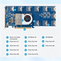 Tarjeta de Expansión PCIe 4.0 X16 10x SFF-8654 8i con Adaptador NVMe/U.2 PLX PEX88096, Ventilador de Refrigeración, Compatible con Bifurcación, Hecho en China, Privado