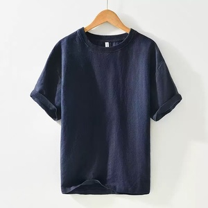 M-3XL100% Linen China Factory Top Quality Custom Logo Mens Blank Comfortable Fabric Loose Fit <strong>Work</strong> Out Casual Daily Plain <strong>Tshirt</strong> - Product Image 4