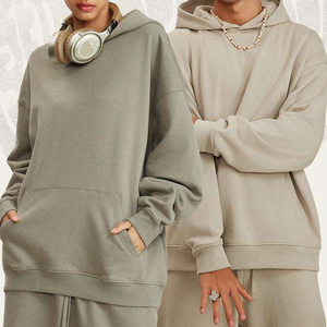 Sweat-shirt à capuche unisexe surdimensionné en coton épais 100 % avec imprimé silicone uni, style vintage, pour homme - Product Image 5