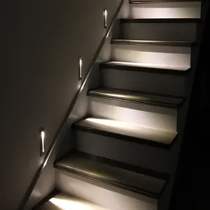 Al Aire Libre impermeable empotrada de aluminio sensor de movimiento escalera iluminación pared hogar Hotel interior paso luces LED