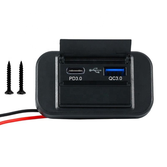 DC 12V 24V Panel Mount Dual USB Charger 2 USB Ports Qc 3.0 Type C PD Car Charger Socket for Tram Boat Bus Seat