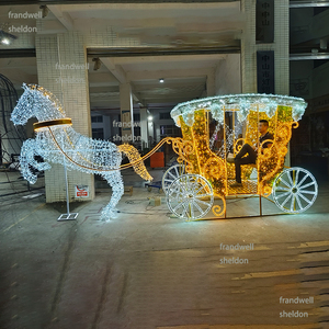 Ornements de traîneau de père noël grandeur nature à vendre/charge adultes lumière chaude voiture de traîneau de noël/2m renne traîneau de noël étanche - Product Image 2