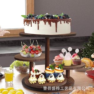 ชั้นวางขนมหวานไม้ทรงกลมหลายชั้นสำหรับจัดแสดงคัพเค้ก เค้ก สำหรับงานปาร์ตี้วันเกิด ถาดเสิร์ฟผลไม้และขนม - Product Image 2
