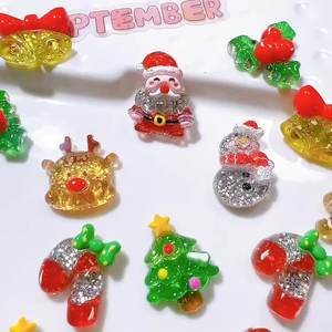 CHENXI Adornos de Resina con Purpurina de Santa Claus, Alces y Muñecos de Nieve, Figuras de Navidad de Dibujos Animados con Base Plana para Decoración y Manualidades - Product Image 2