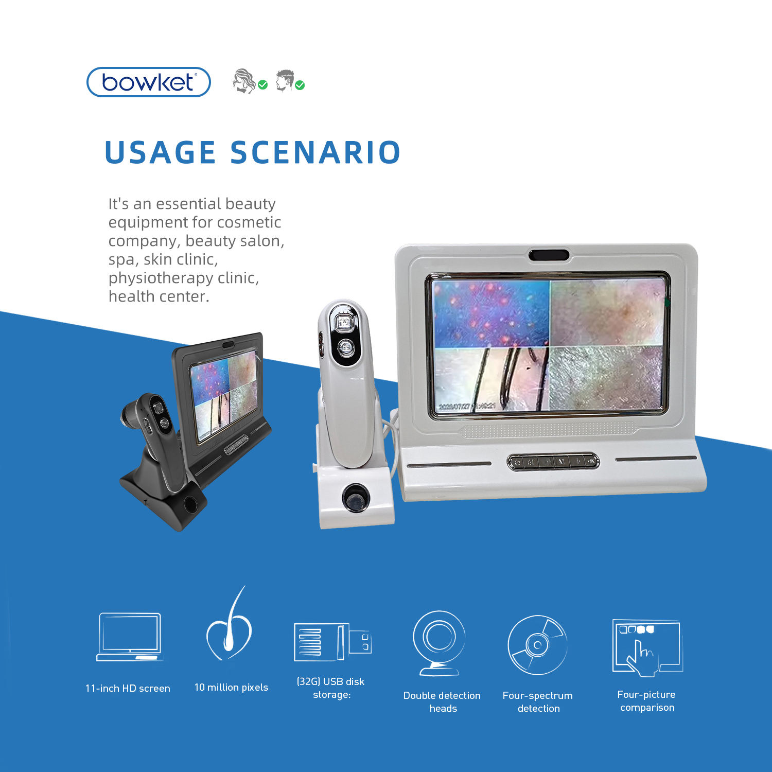 ORANGLES Bowket 11-Inch Desktop Scalp Detector | Hair Follicle Analyzer for Home Use – orangles Qatar - angled perspective - presenting advantages - Image 4 of 6 | fits any environment | Purchase Bowket 11-Inch Desktop Scalp Detector | Hair Follicle Analyzer for Home Use – orangles Qatar Michigan | Free Shipping ORANGLES