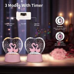 Vente directe d'usine décoration de cygne sculptée à la main 5 chansons peuvent être jouées régulièrement boîte à musique en verre avec veilleuse LED - Product Image 2