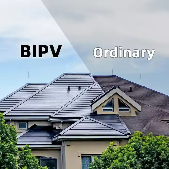 Customized Multi-Size Home Power Supply Ip68 Protection 70W All-Black Solar Panel Bipv Roof Solar Tile