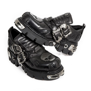Dropshipping con Logo Personalizado Novedad 2022 Zapatillas de Diseñador Estilo Punk Unisex Gótico Oscuro Metal para Hombre con Plataforma Gruesa - Product Image 4
