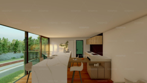 Pergola Esterna Modulare per Terrazza, Casa Prefabbricata Apple Cabin Completa con <span class=keywords><strong>2</strong></span> Bagni, <span class=keywords><strong>2</strong></span> Camere da Letto, <span class=keywords><strong>2</strong></span> Soggiorni e Cucina - Product Image 6