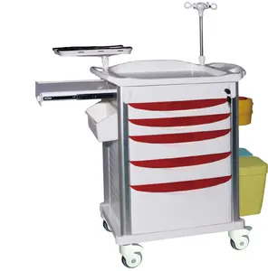 Ginee Medical Hospital emergency cart Multi-function metal removable rescue crash cart Hospital or Clinic emergency trolley
