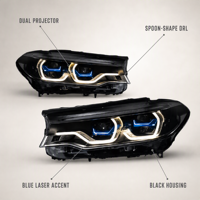 Pour BMW G30 Série 5 2018-2020, ensemble de phares à LED, double lentille de projecteur, accent bleu, phare avant