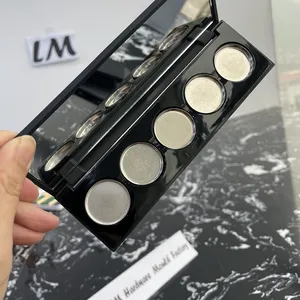 Palet Isi Ulang Eyeshadow Magnetik, Palet Eyeshadow Kosong Pigmen Eyeshadow 5 Lubang Magnetik, Wadah Ringkas Bulat 26.5Mm