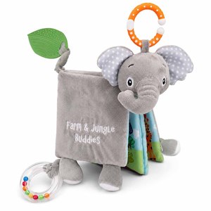 Livre en tissu froissé doux et sensoriel pour bébé, jouet en peluche éléphant pour nourrissons, livre tactile et sensoriel en tissu, jouet pour bébé éléphant - Product Image 1