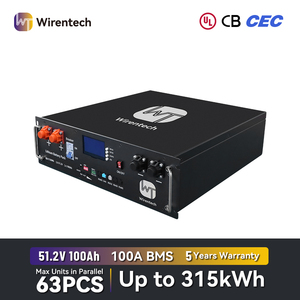 Batería de fosfato de litio de 48 V y 100 Ah de bajo mantenimiento para estación de energía remota, estándar UL9540A, batería para rack de servidor CAN - Product Image 1