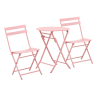 Ensemble de meubles de jardin pliants 1 table ronde et 2 chaises de patio avec cadre en acier et dossier pour balcon et patio