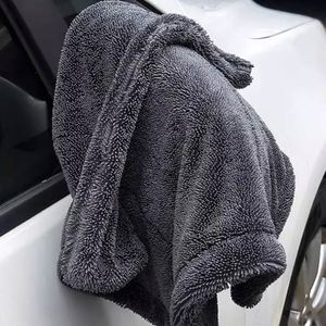 1200Gsm Double Twist Loop Microfiber Thick Drying Towel Blue Fleece Vehicle Care Cleanroom Table Cleaning for <b>Car</b> Wash - Product Image 3