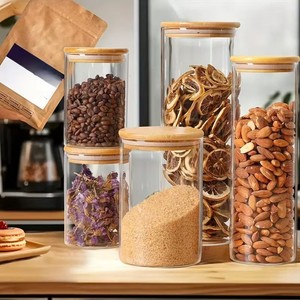 58 65 85 100mm Vidro Alimentos Armazenamento Café Doces Açúcar Jar com Bambu Tampas Herméticas Chá Cozinha Home Container Camping <span class=keywords><strong>500ml</strong></span> - Product Image 3