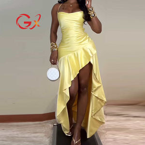 GX25325 <span class=keywords><strong>Abito</strong></span> <span class=keywords><strong>Lungo</strong></span> da Donna di Alta Qualità, Sexy, Senza Maniche, <span class=keywords><strong>con</strong></span> <span class=keywords><strong>Volant</strong></span>, Irregolare, Aderente, per Feste, Schiena Scoperta - Product Image 1