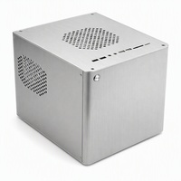 Casing PC Mini ITX Presisi CNC Berbahan Aluminium Brushed, Panel Melengkung, Lubang Ventilasi Samping Atas, Lubang USB Depan, DIY HTPC