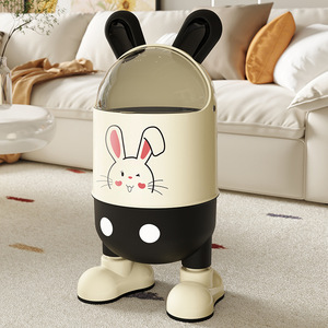 Cute Cartoon Rabbit Ear Trash Can 12L Flip Lid Indoor Storage <b>Bin</b> For Living Room <b>Bedroom</b> - Product Image 2