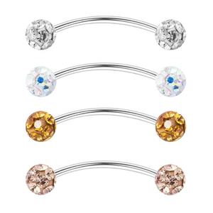 Nouvel arrivage Gaby : Bijou de <span class=keywords><strong>piercing</strong></span> pour langue ERL en acier coloré, barre incurvée à extrémité sphérique, motif yeux de serpent - Product Image 3