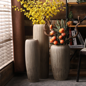 <span class=keywords><strong>Grand</strong></span> <span class=keywords><strong>Vase</strong></span> de Sol en Céramique Mat Marron, Style <span class=keywords><strong>Bois</strong></span> Gratté, Rétro Chinois, pour Décoration de Salon - Product Image 5