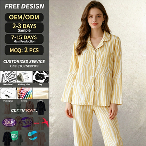 Pijama <span class=keywords><strong>de</strong></span> Gasa 100% Algodón para Mujer, Estampado <span class=keywords><strong>de</strong></span> Cebra, Manga Larga, con Botones, Ropa <span class=keywords><strong>de</strong></span> Dormir, 2 Piezas, Estilo Old Money - Product Image 1