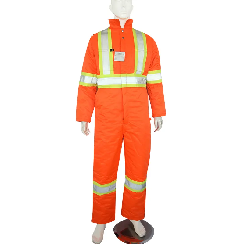 Fábrica personalizar T/C fluorescente naranja HI vis overol acolchado