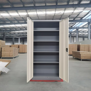 2 Iron Swing Doors Metal Filing Cabinet Steel Office <strong>Cupboard</strong> with 4 Shelves - Product Image 1