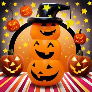 Stackable Yellow PVC Halloween Pumpkin Lantern with Witch <b>Hat</b> Decoration Lightweight and Foldable - Product Image 5