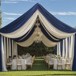 Rideaux de plafond <span class=keywords><strong>bleu</strong></span> <span class=keywords><strong>marine</strong></span> 5x20 pieds pour mariages et fêtes, sans plis, en polyester épais, pour drapage de plafond et arche de <span class=keywords><strong>mariage</strong></span> - Product Image 4